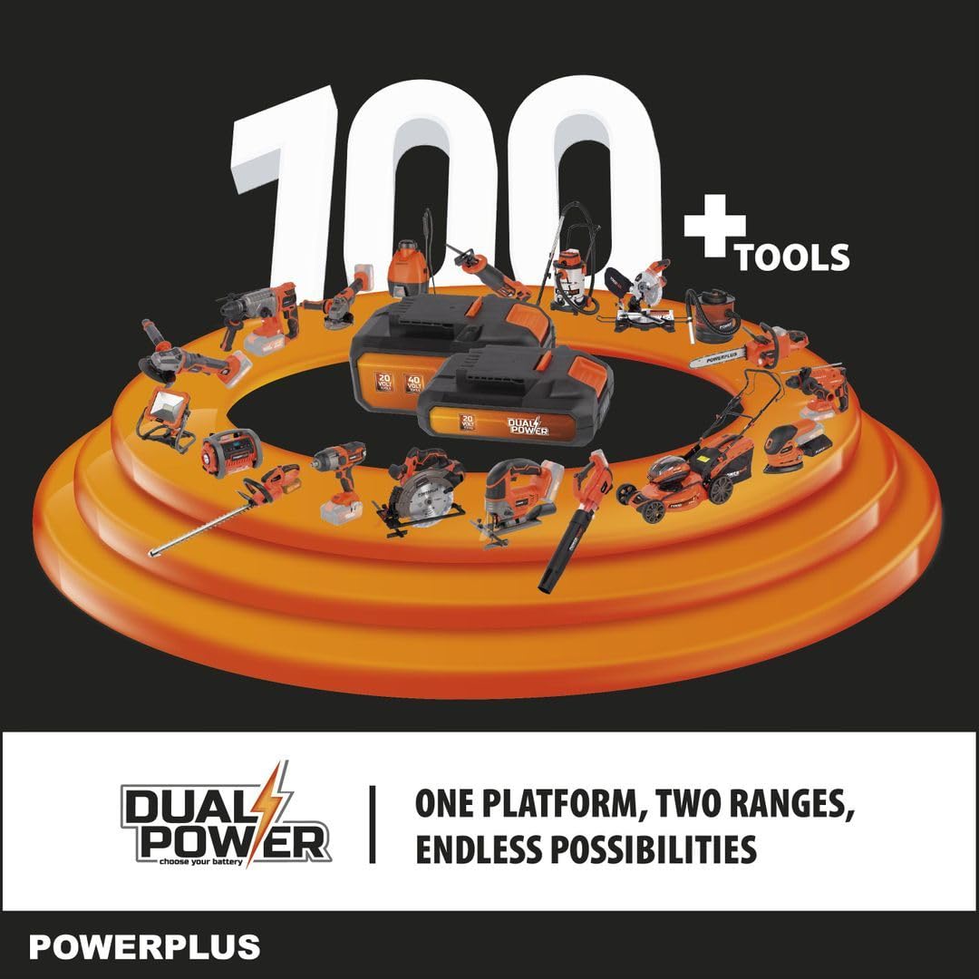 Hammer de Broma inalmbrica 40V 5J SDS -Plus sin escobillas + 5 Accesorios - Dual Power PowDP15680 - Entregado sin batera o Cargador