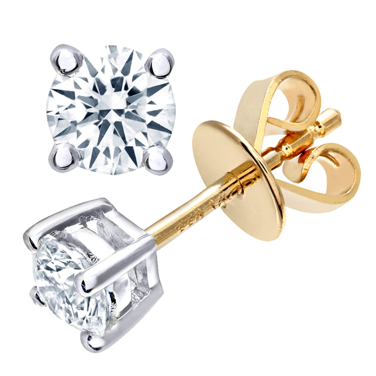 Naava Pendientes para Mujer de Oro Amarillo 9K con Diamante Redondo 0.50 ct