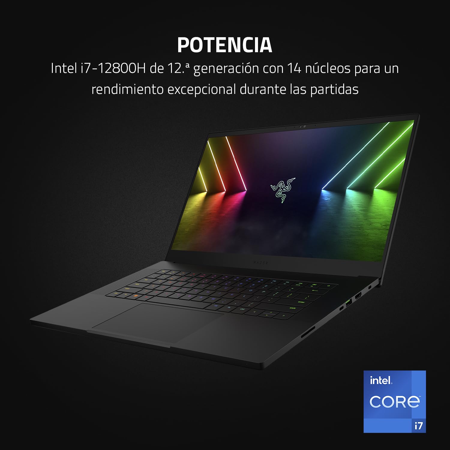 Razer Blade 15 - PC Portátil 15" QHD 240Hz 2,5 ms - Intel Core i7 12800H, RTX3080Ti 32Gb RAM DDR5 4800 MHz 1TB PCIE 4.0 SSD - QWERTY español ES-Teclado | Negro