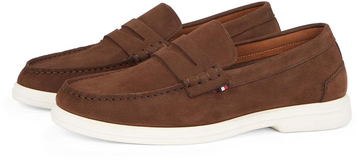Tommy Hilfiger Mocasines Hombre Nubuck de Piel, Marrón (Legacy Brown), 44
