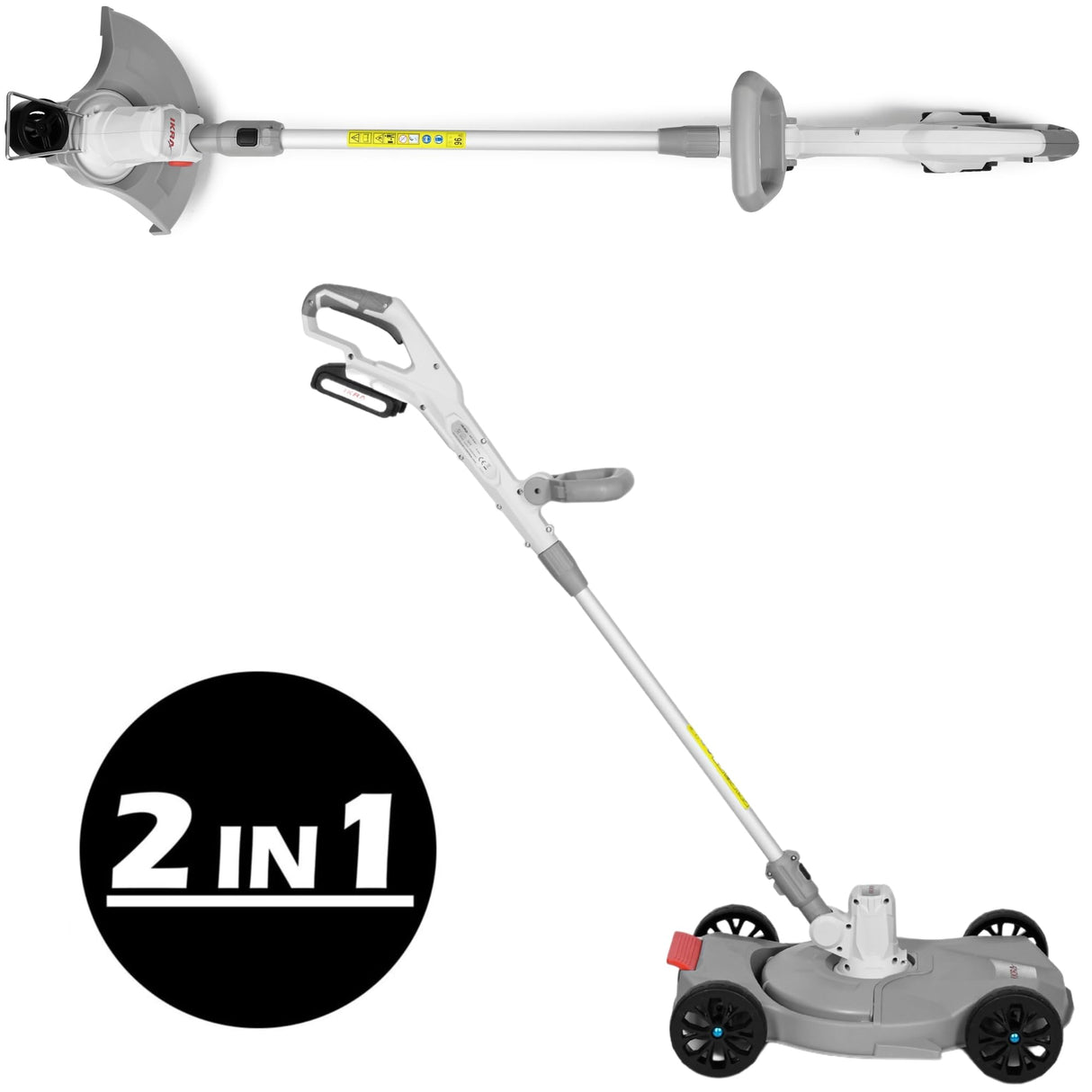 IKRA 2en1 cortabordes cortacésped sin Cable IART 2030 F Incl. batería, Cargador y 3 carretes de Hilo