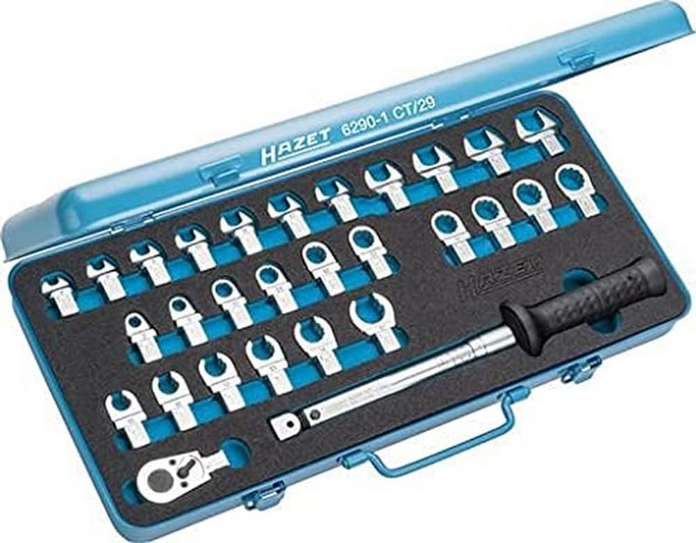 Juego de herramientas dinamométricas HAZET 6290-1CT/29 I cuadradillo 9x12mm I longitud: 435mm I con inserto de espuma blanda de 2 componentes I par de apriete 5-60 Nm".
