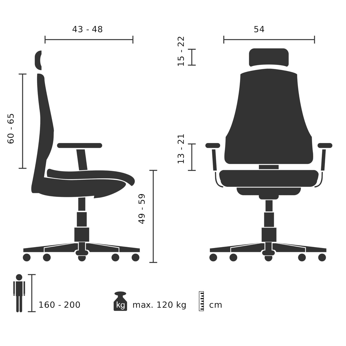 hjh OFFICE Silla de Oficina Profesional Ergo-U2 LM Silla giratoria ergonómica de Cuero, Apoyo Lumbar Flexible, Respaldo Regulable en Altura, Respaldo de Rejilla Negro 651102