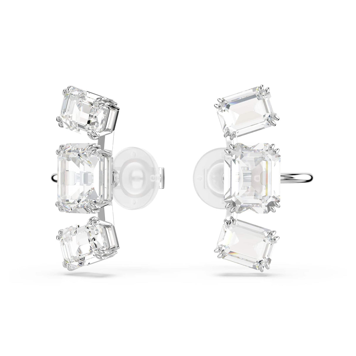 Swarovski Pendientes de clip Millenia, Talla octogonal, Blancos, Baño de rodio