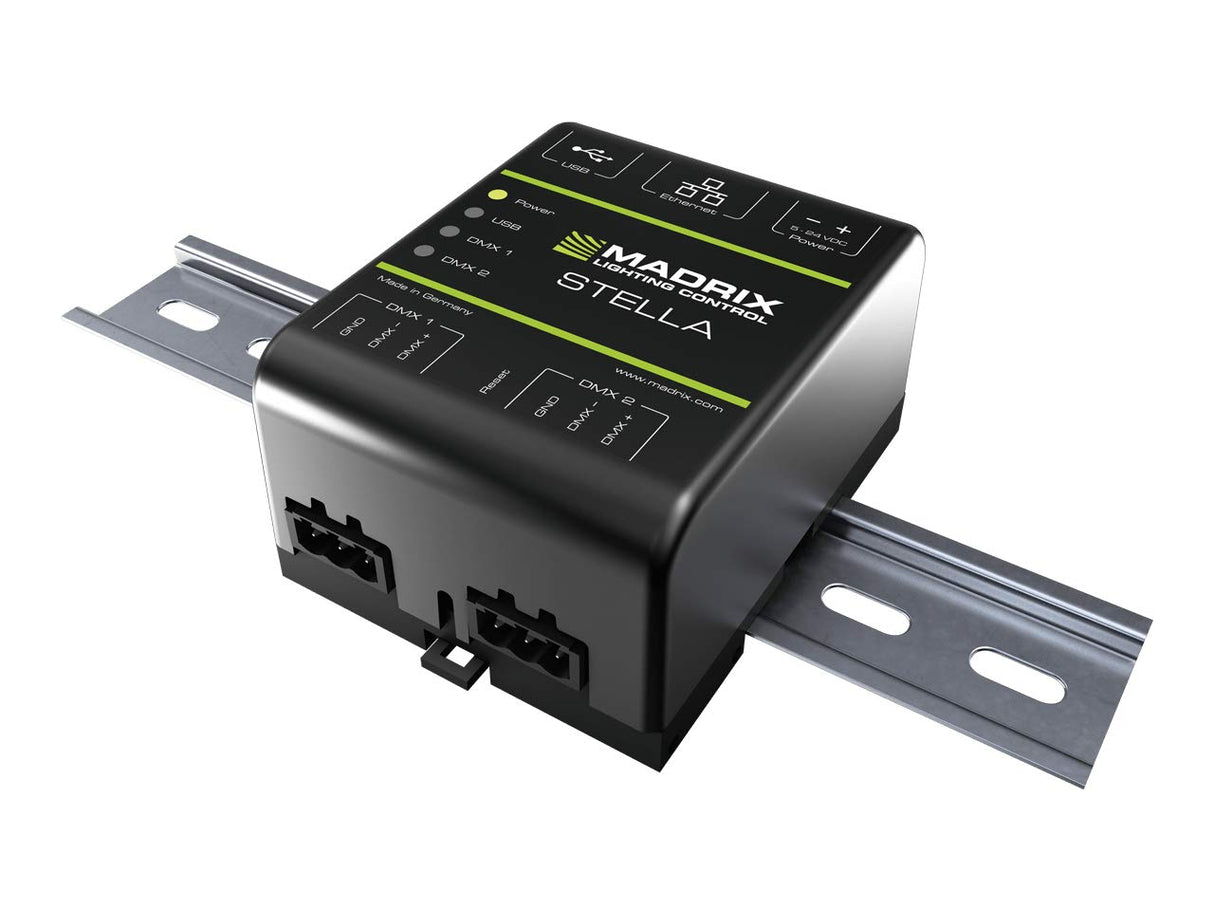 Madrix M0010084 "Stella A 2-Port Art-Net Node o DMX 512" Interfaz USB para proyecto de estado sólido