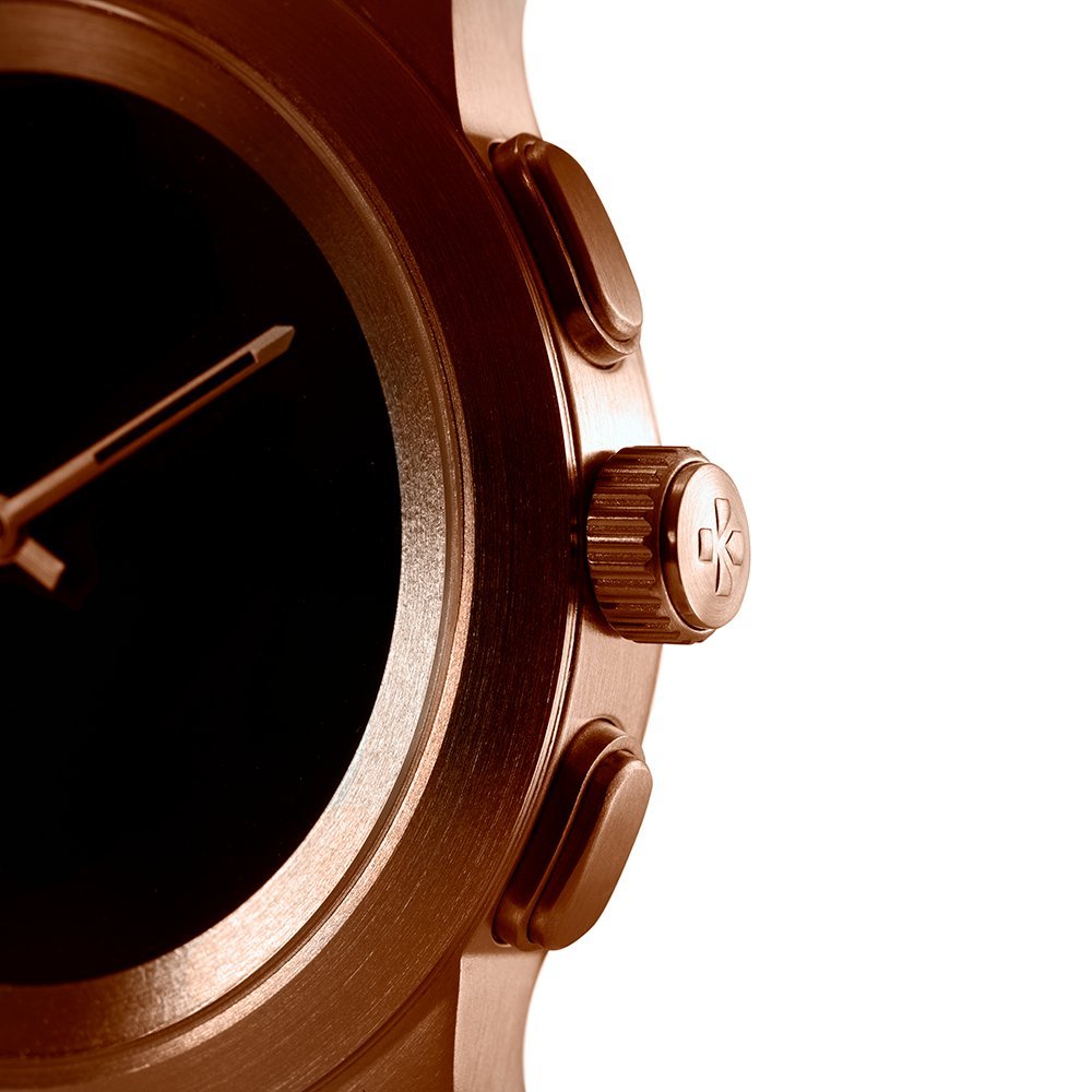 MyKronoz ZeTime Elite Reloj Inteligente híbrido 44mm con Agujas mecánicas sobre una Pantalla a Color táctil – Regular Cepillado Oro Rosa/Milanese