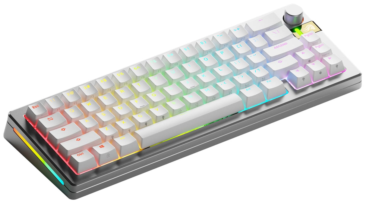 Glorious Gaming GMMK 3 Pro HE: Teclado Gaming inalámbrico, Hall Effect, Carcasa de Aluminio, tasa 8K, switches Hot Swap MX/HE, acción Ajustable, Compacto 65% QWERTY Estadounidense (Plata)