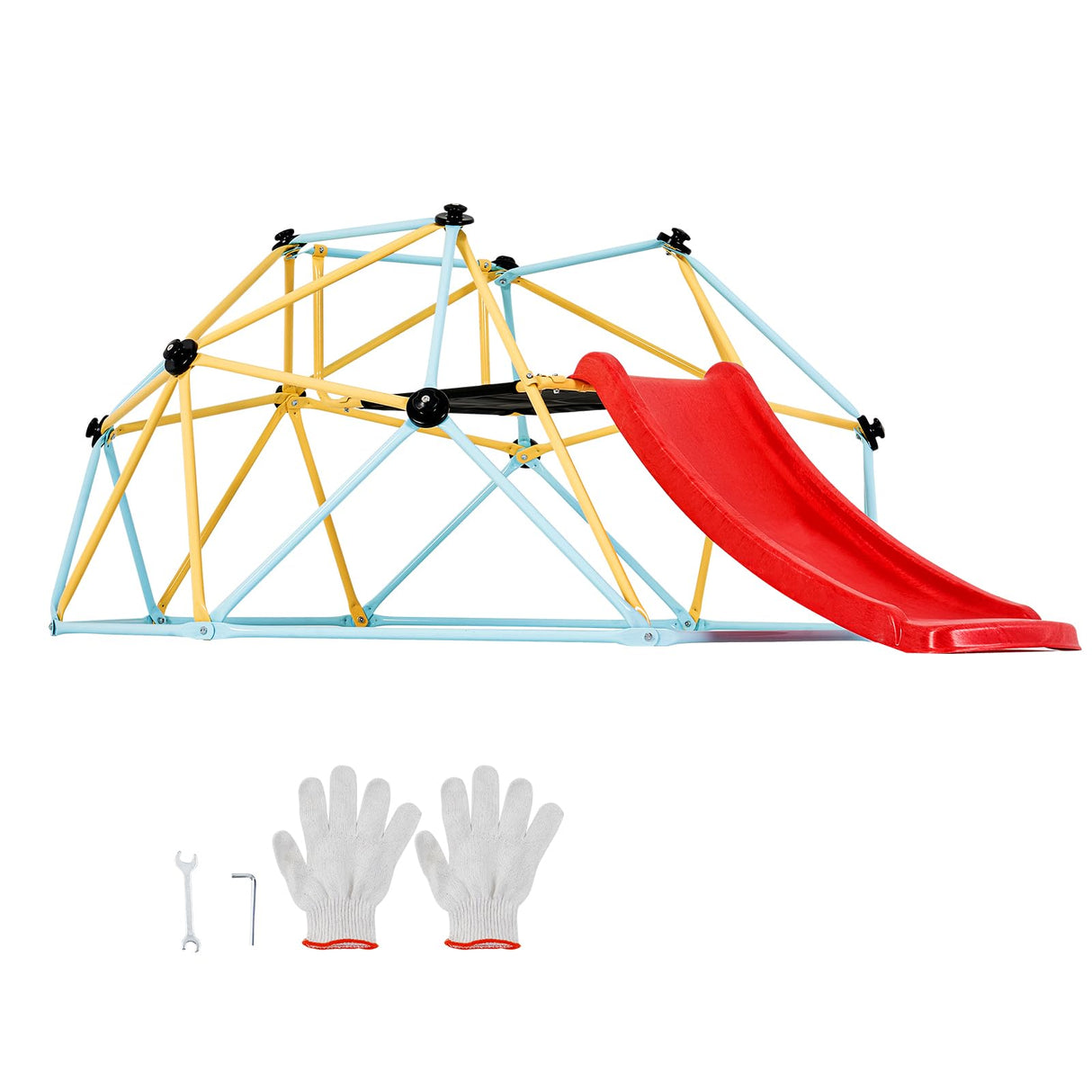 VEVOR- Escalador de cúpula, Color Blue+Yellow, 72 x 96 x 36 in / 183 x 244 x 91.5 cm (8FT Climbing Dome)