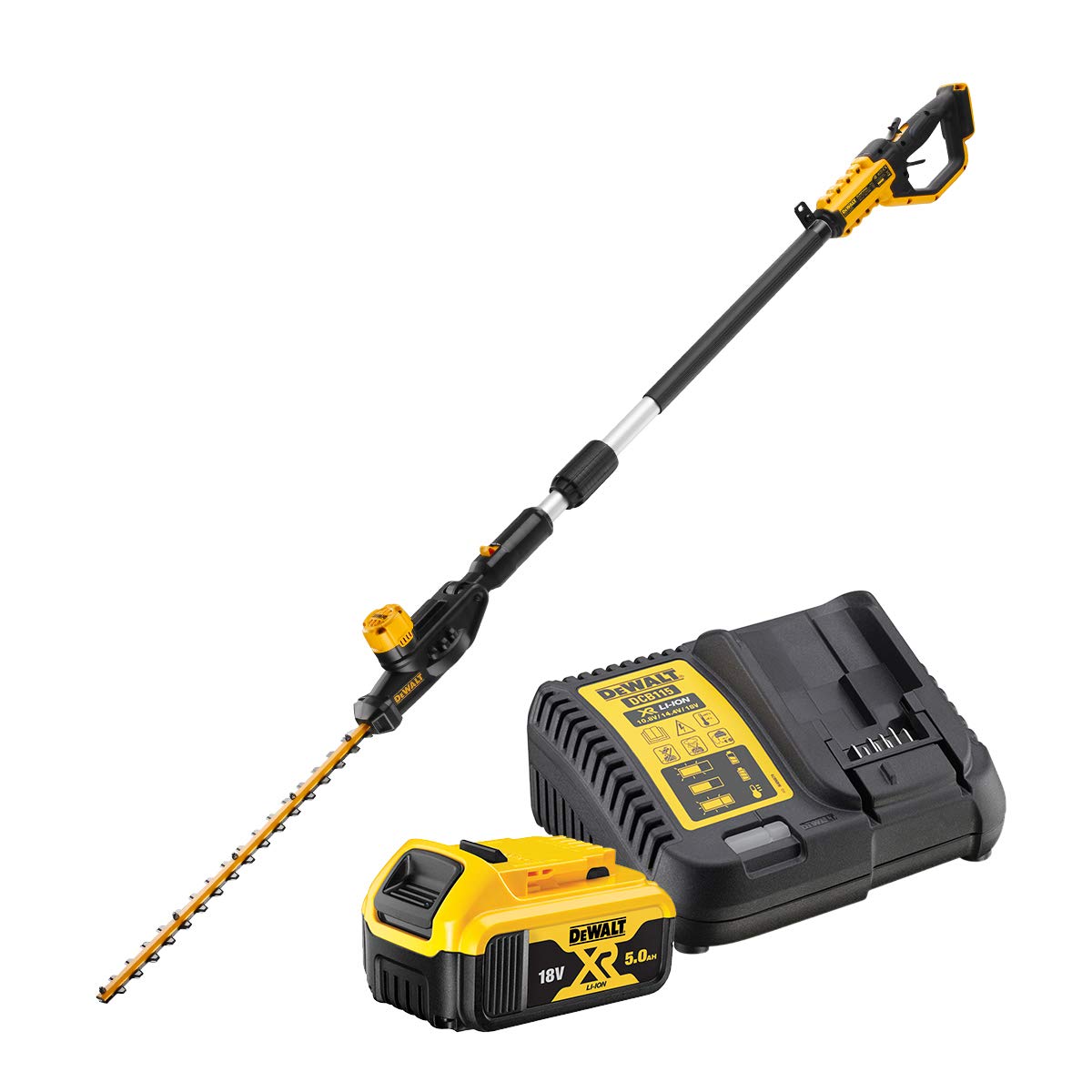 DEWALT DCMPH566P1-QW - Cortasetos de pértiga XR 18V 55cm 25mm con 1 batería Li-Ion 5,0 Ah