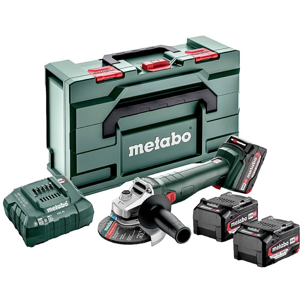 Metabo W 18 L 9-125 Quick Set amoladora angular inalámbrica 18 V (amoladora/lijadora/lijadora con 3 baterías de litio de 4 Ah, cargador ASC 55 en metaBOX 165 L) # 602249960