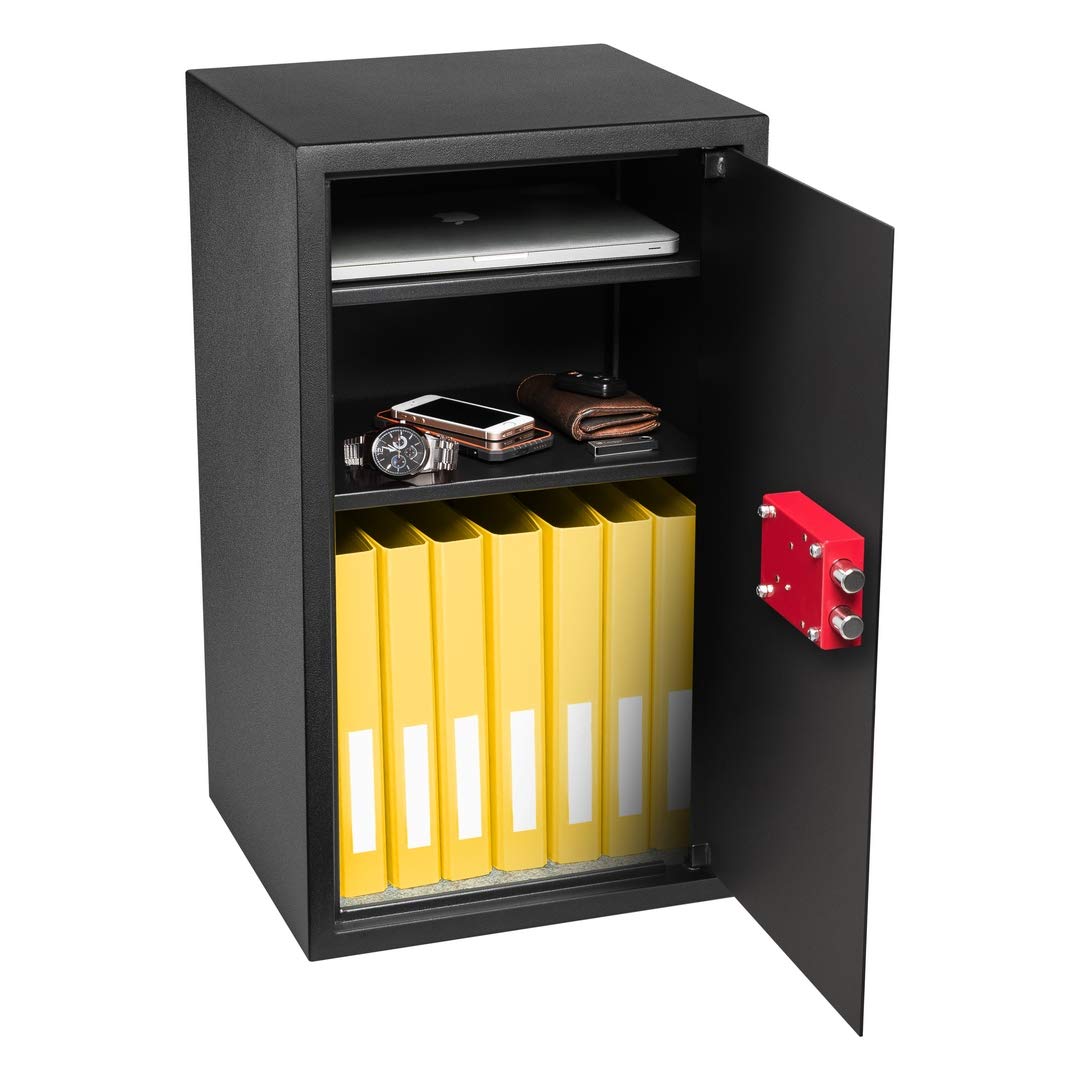 HomeSafe HV70K Caja Fuerte con Llave - 70x40x36cm (HxAxP) - Para Seguridad en el Hogar, Almacenaje, Ahorros de Dinero en Efectivo, Oficina - Para Documentos con 2 Baldas Ajustables