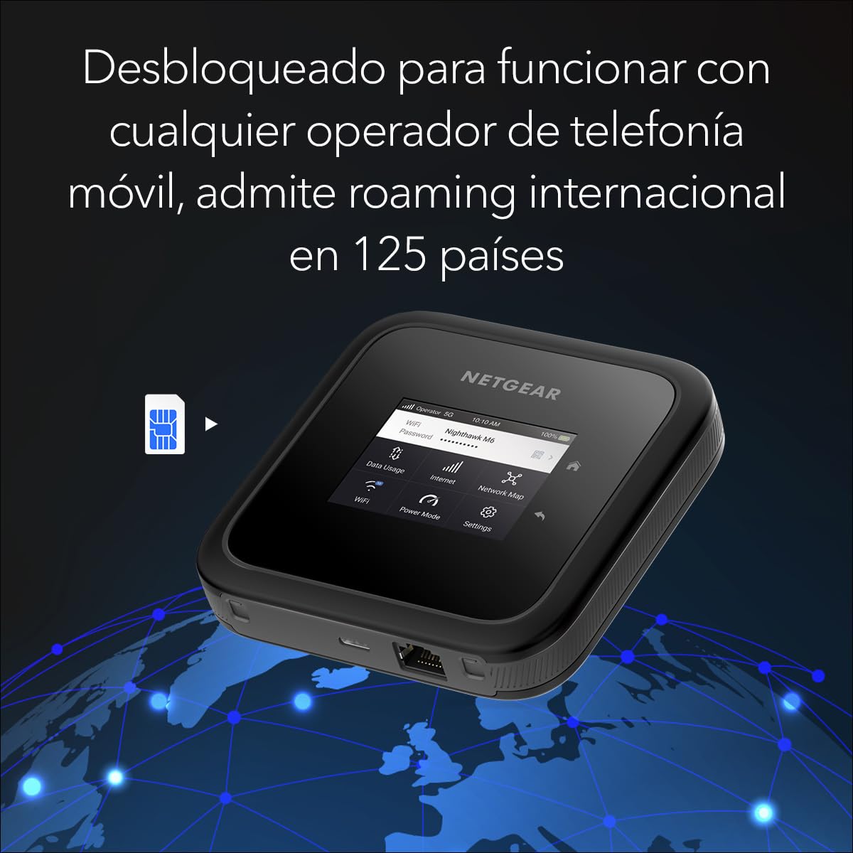 NETGEAR Nighthawk M6 (MR6150)| Router 5G Con Ranura Sim Desbloqueada | Hotspot 5G Para WiFi Portátil | Router Módem Móvil 5G para Hogar/Empresa | 5G & 4G MiFi | AX3600 WiFi 6, hasta 32 dispositivos