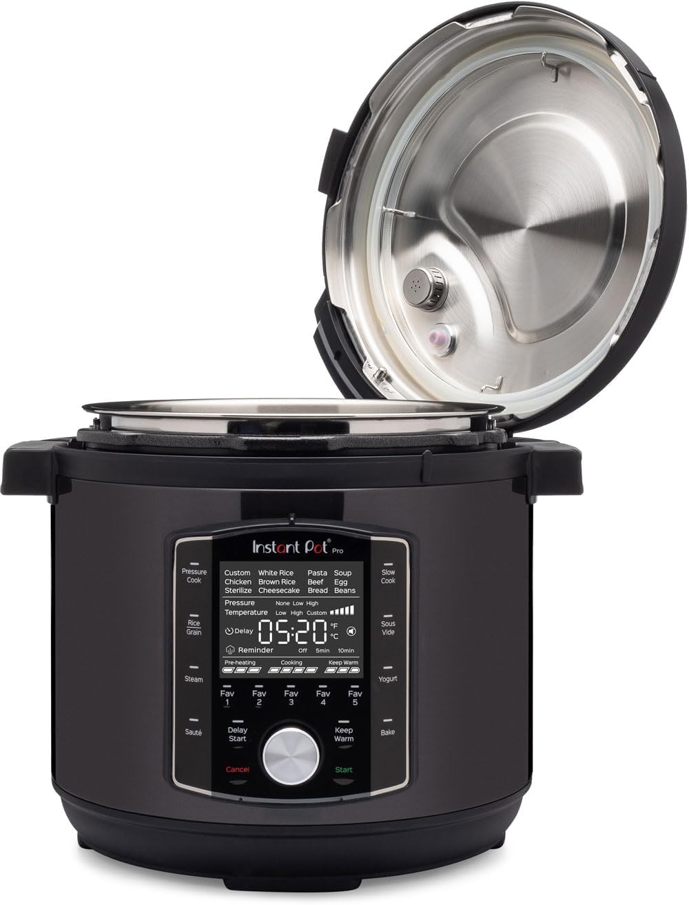 Instant Pot Pro Olla a Presión Eléctrica Multifunción 10 en 1, Cocción Lenta, Arrocera, Vaporera, Yogurtera, Sartén para Saltear, Esterilizador y Al vapor – Acero Inoxidable, 1200 W – 5,7 L, Negro