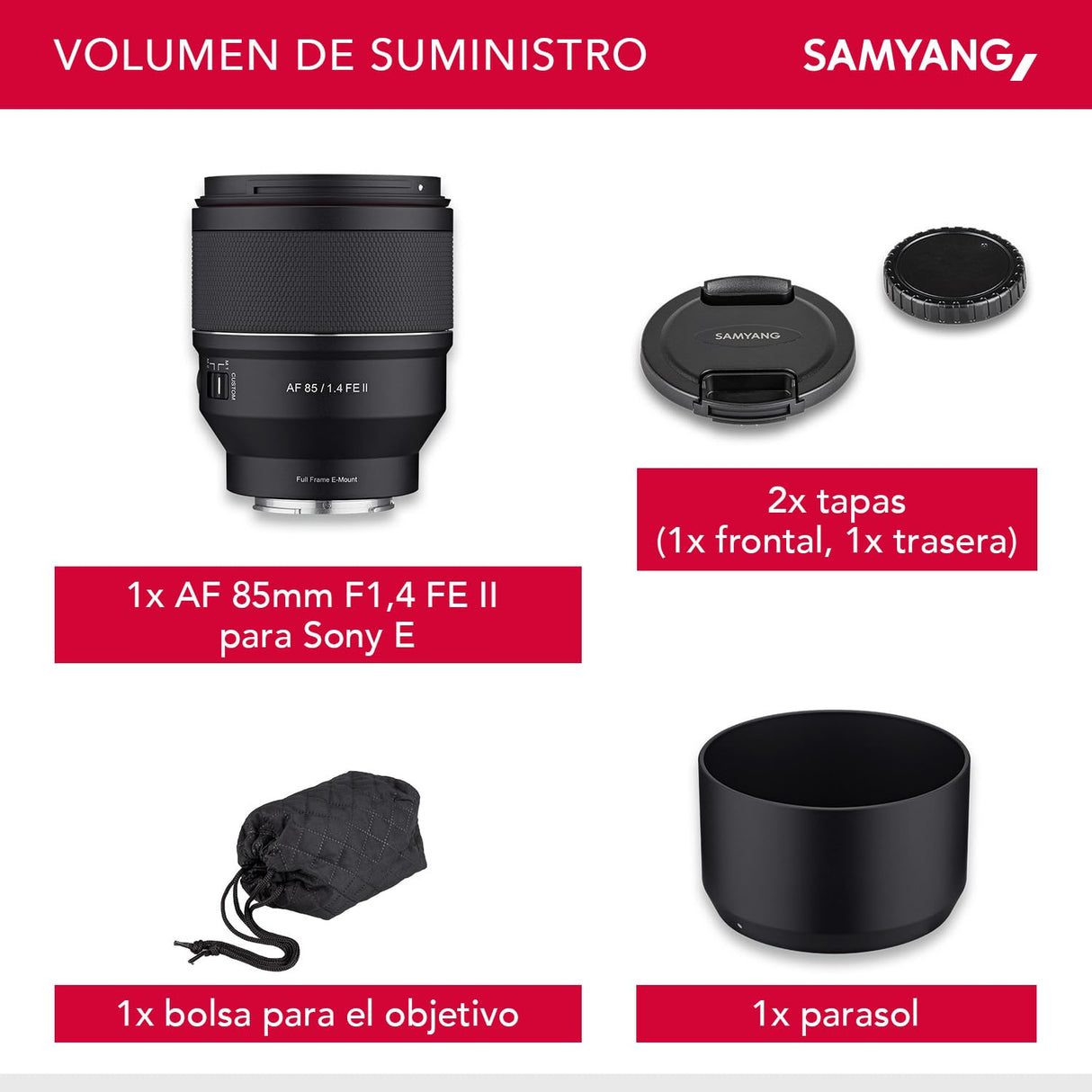 Samyang AF 85mm F1.4 II FE para Sony E - lente de retrato APS-C y formato completo con enfoque automático distancia focal fija para cámaras sin espejo con sistema Sony E Mount