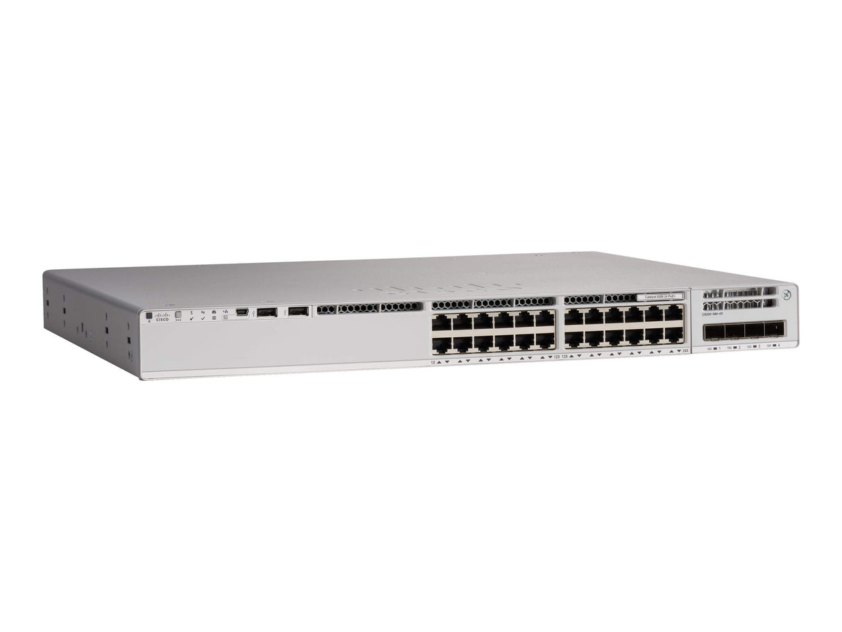 CISCO Catalyst 9200 C9200L-24P-4G - Conmutador de capa 3-24 redes Gigabit Ethernet, 4 x Gigabit Ethernet Uplink - manejable - Par trenzado, fibra óptica - Modular - Compatible con 3 capas