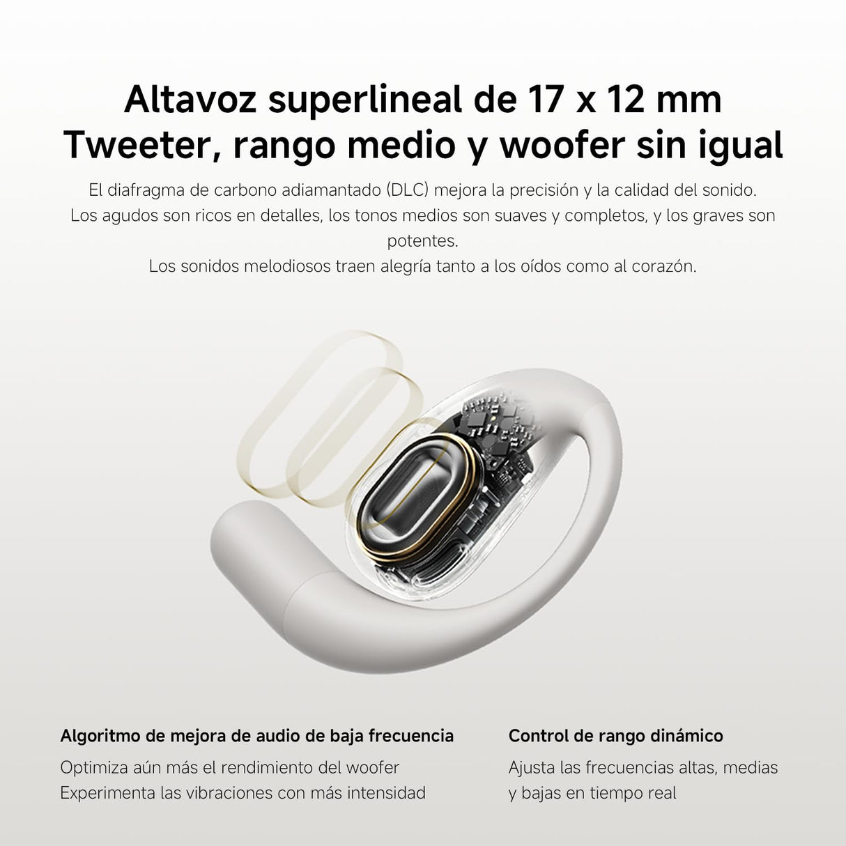 XIAOMI OpenWear Stereo - Auriculares inalámbricos, cancelación de Ruido, Driver dinámico, Doble micrófono, 7.5 Horas de autonomía y 38,5 Horas con el Estuche de Carga, Cosmic Grey (Versión ES)