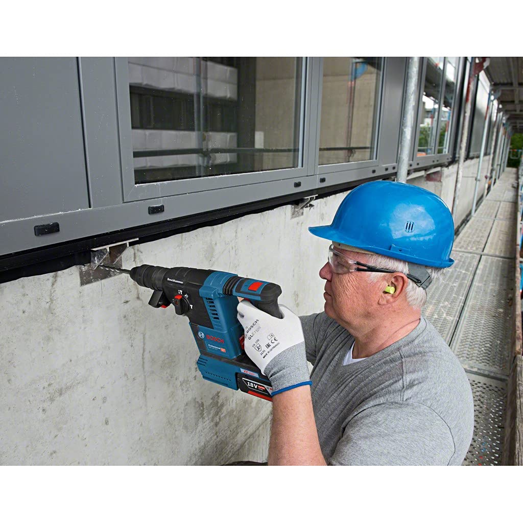 Bosch Professional GBH 18V-26 F - Martillo perforador combinado a batería (18V, 2,6 J, Ø máx. hormigón 26 mm, SDS plus, 2 baterías 5,5 Ah ProCORE18V, en L-BOXX 136), Negro, Rojo, Azul, en L-BOXX
