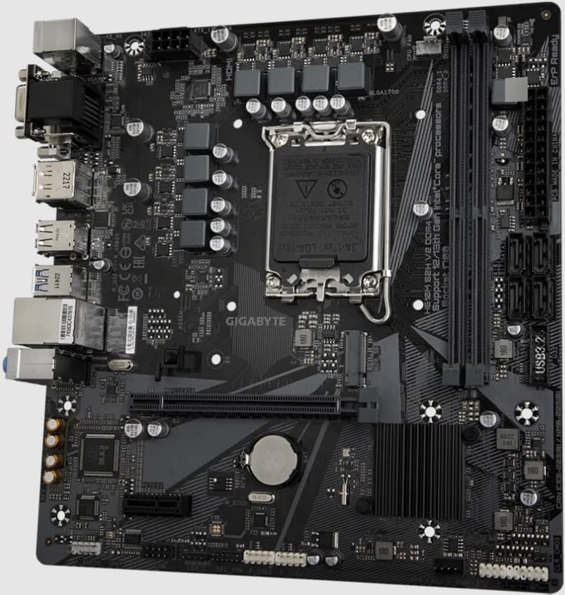 GIGABYTE H610M S2H V2 DDR4 Placa Base - Compatible con procesadores Intel Core 14th CPUs, 6+1+1 Hybrid Phases Digital VRM, up to 3200MHz DDR4 (OC), 1xPCIe 3.0 M.2, GbE LAN, USB 3.2 Gen 1