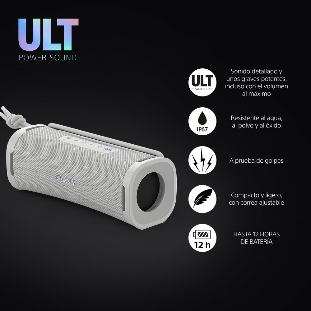 Sony ULT Field 1 Altavoz inalámbrico Bluetooth portátil con ULT Power Sound, Ultimate Deep Bass, IP67, Resistente a los Golpes, 12H de batería, Llamadas nítidas, Blanco Marfil