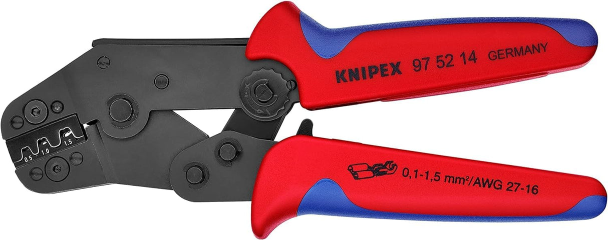 Knipex Alicate para crimpar terminales modelo corto bruñido, con fundas multicomponentes 195 mm 97 52 14