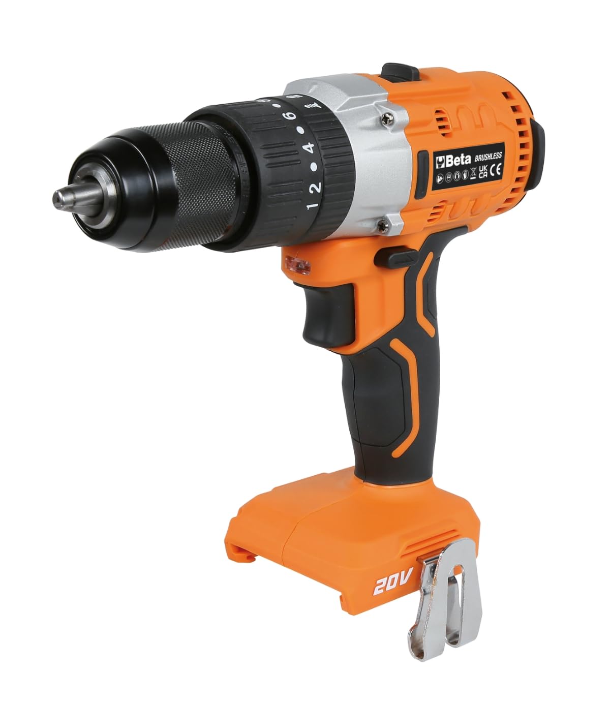 BETA 1972/20V-13BMC80 – Cuerpo de taladro de percusión sin escobillas de 20 V solamente, 3 funciones, 80 Nm, portabrocas de 13 mm, LED integrado, sin batería ni cargador