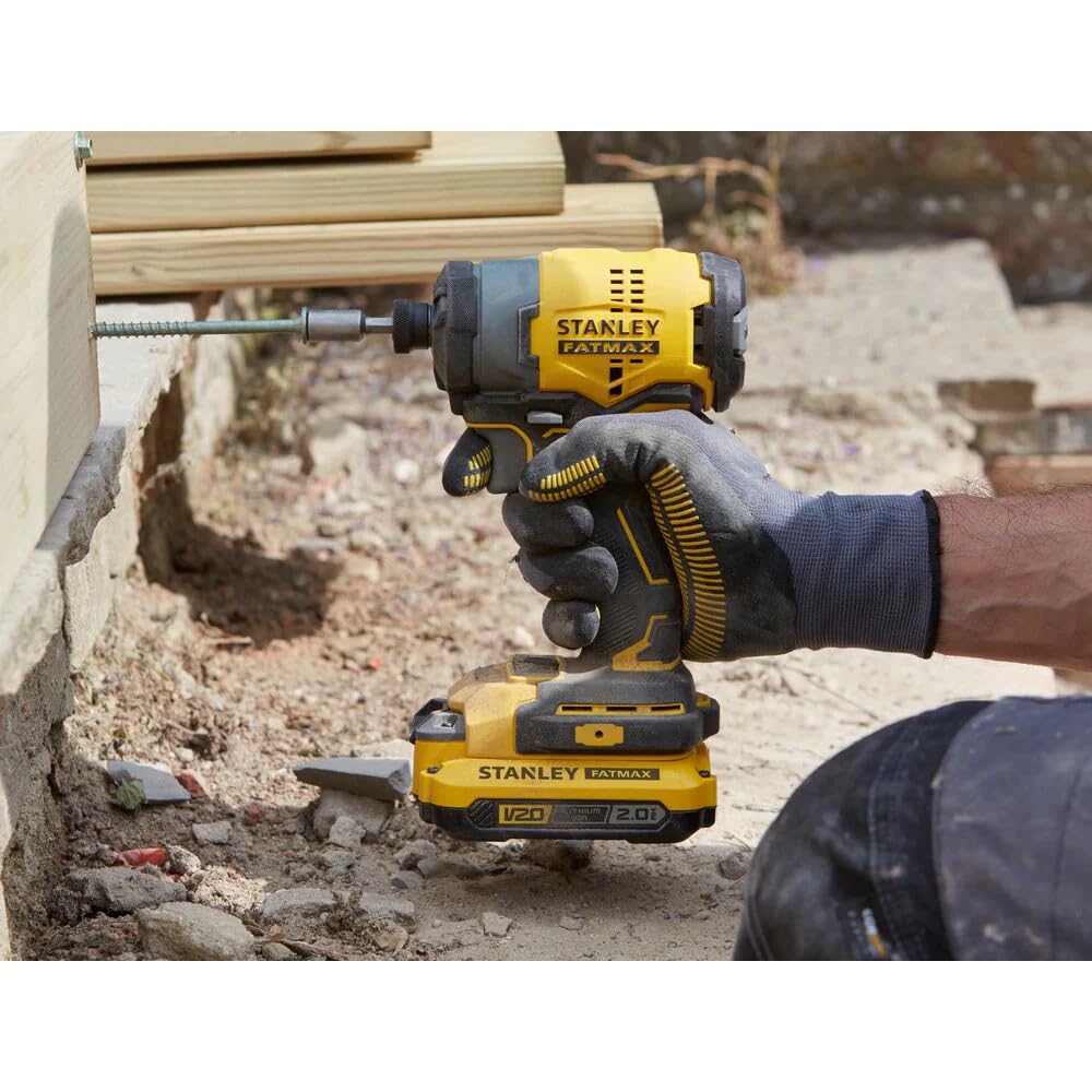STANLEY FATMAX SFMCF810D2K-QW - Atornillador de Impacto 18V, Motor Brushless, 170 Nm 3500 ips/min, 1 Maletín 2 Baterías 2Ah 1 Cargador Gama FATMAX V20