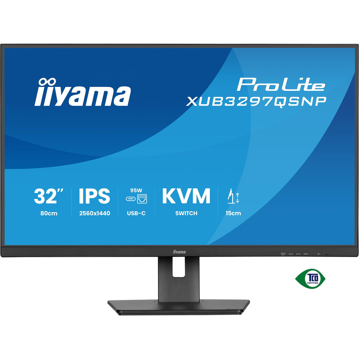 iiyama XUB3297QSNP-B1 Monitor de 31.5 Pulgadas, IPS, 2560 x 1440/100Hz, 1H1DP1C, HAS, RJ45, PD95W, KVM