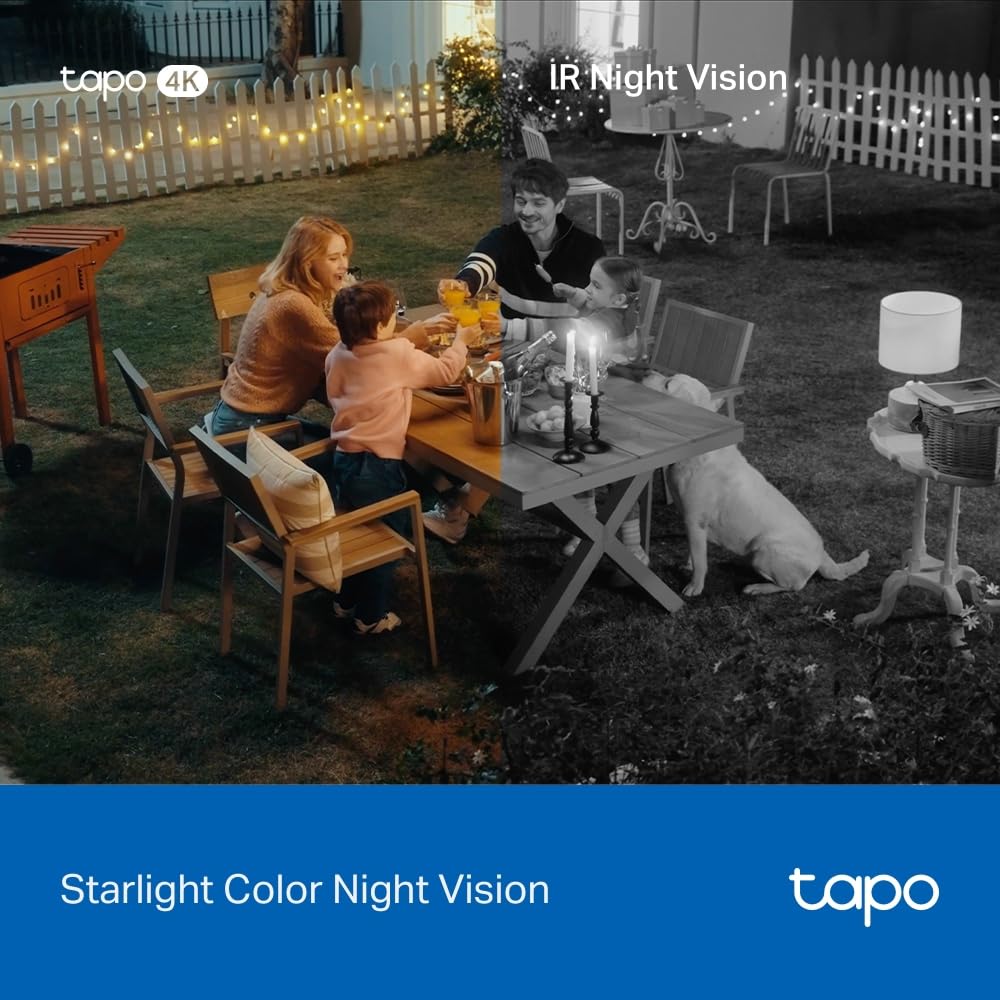 Tapo C560WS, Cámara de Seguridad Exterior Wi‑Fi 6 4K 8 MP, Pan/Tilt 360° AI, Visión Nocturna Color Starlight, Reconocimiento Facial, Zoom Digital 18×, Alarma Luz/Sonido, IP66, Audio Bidireccional