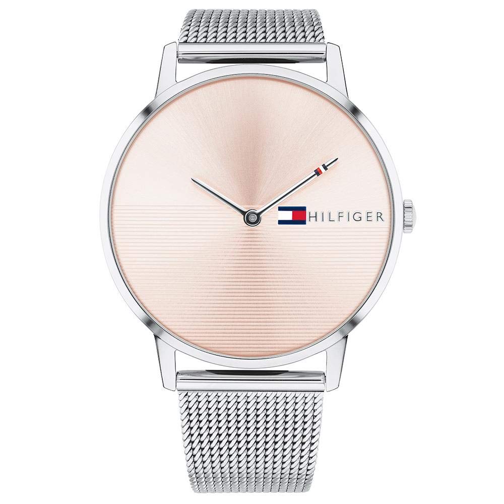 Tommy Hilfiger Reloj Analógico de Cuarzo para Mujer con Correa de Malla de Acero Inoxidable Plateada - 1781970