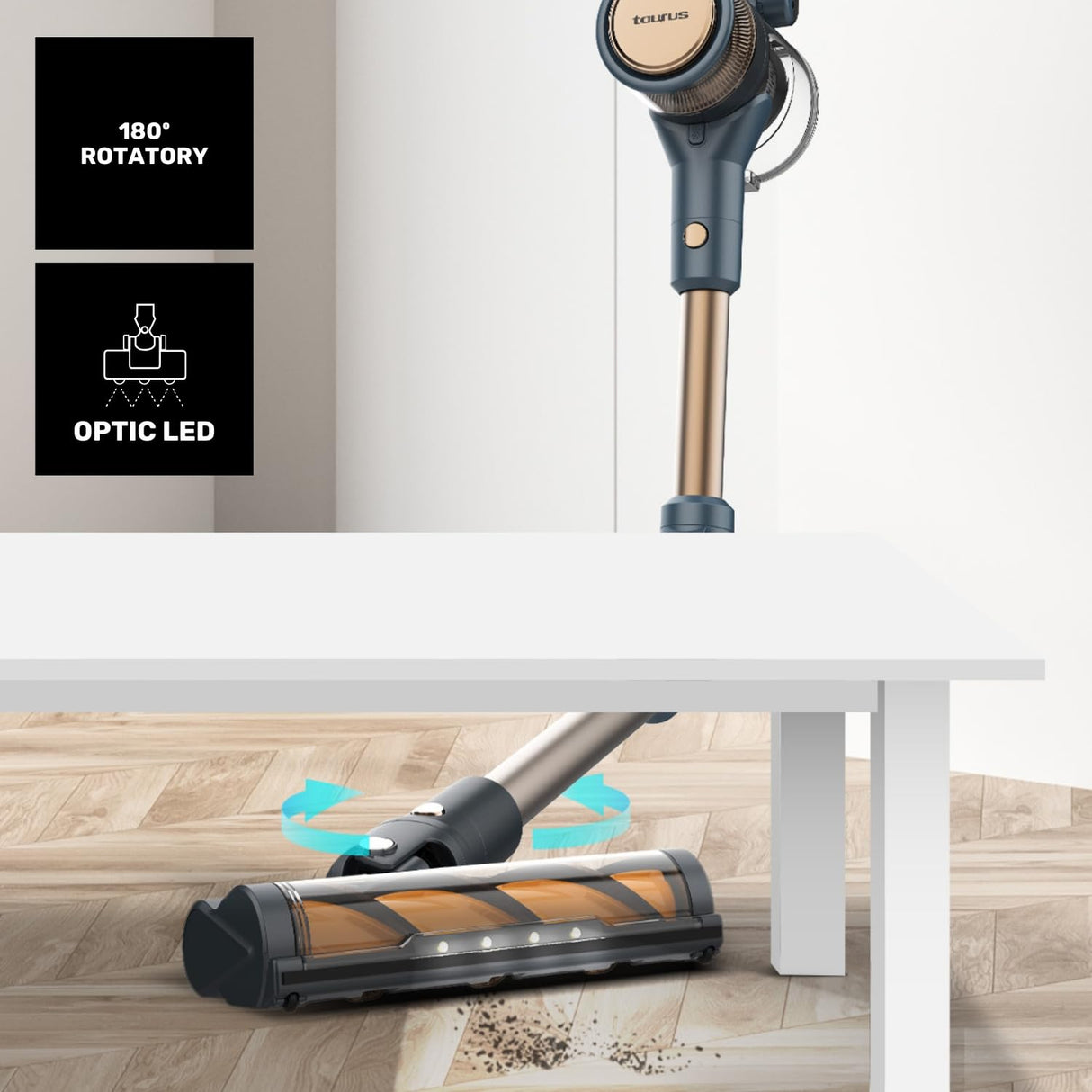 Taurus – Aspiradora Homeland Digital Flex | 365W | 3 velocidades | Pantalla Display | Batería 3h | 60min autonomía | Giro 180º | LED óptico | Accesorios