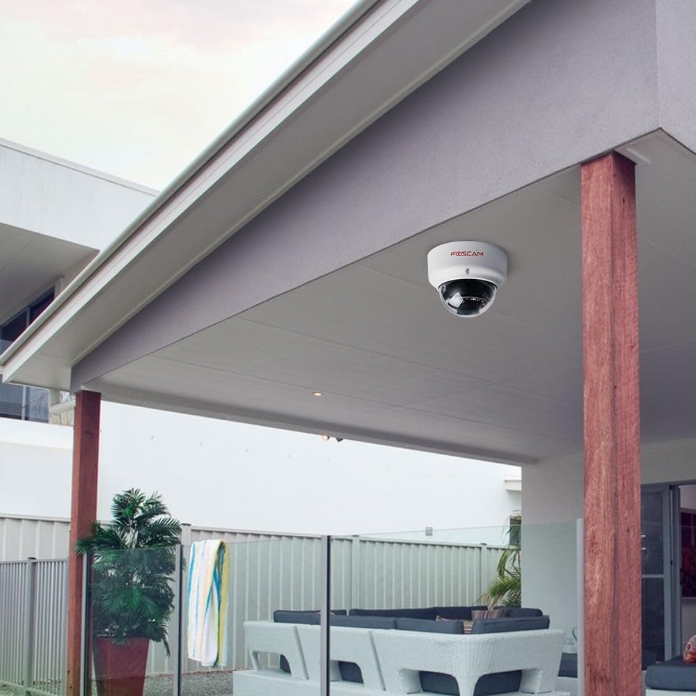 Foscam D2EP - Cámara IP PoE Exterior HD 2 MP infrarroja de 20 m, Antivandalico IK10. Detección Humana Inteligente, Compatible con Amazon Alexa