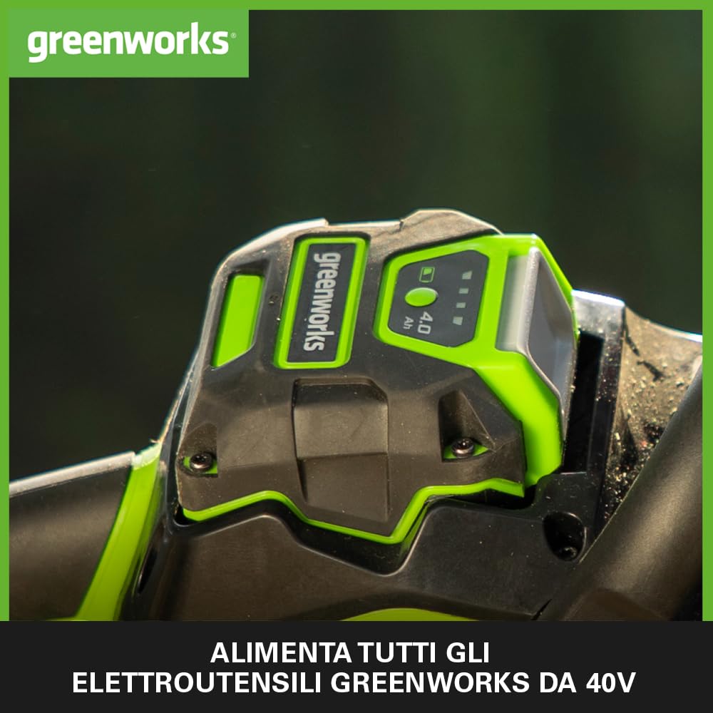 Greenworks Batería 40V 4Ah - Potente y Original Batería Iones de Litio para Herramientas Eléctricas y Jardinería Greenworks 40V, Carga Rápida, Control de Carga LED 3 Etapas, Garantía de 2 Años - G40B4