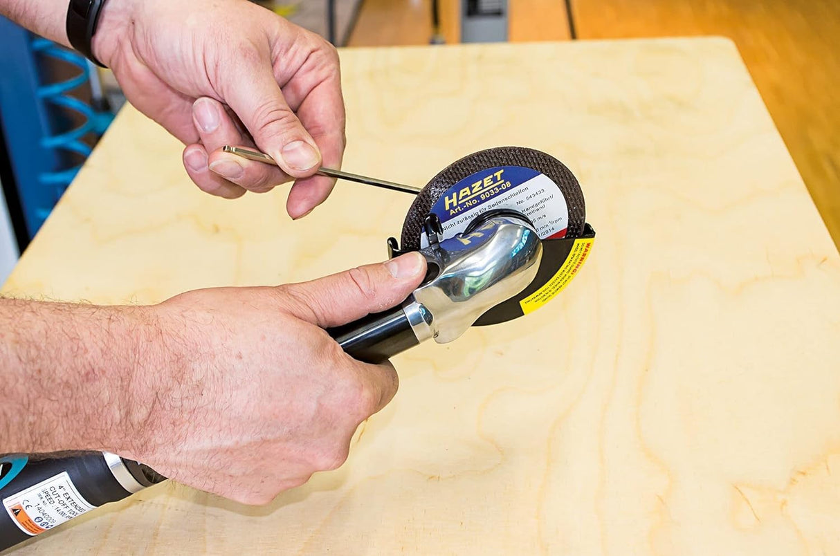 Amoladora de profundidad HAZET 9033P-8 I altura total baja de 50 mm, para discos de corte de 100 x 1 x 10 mm I herramienta práctica para cortar chapa y acero
