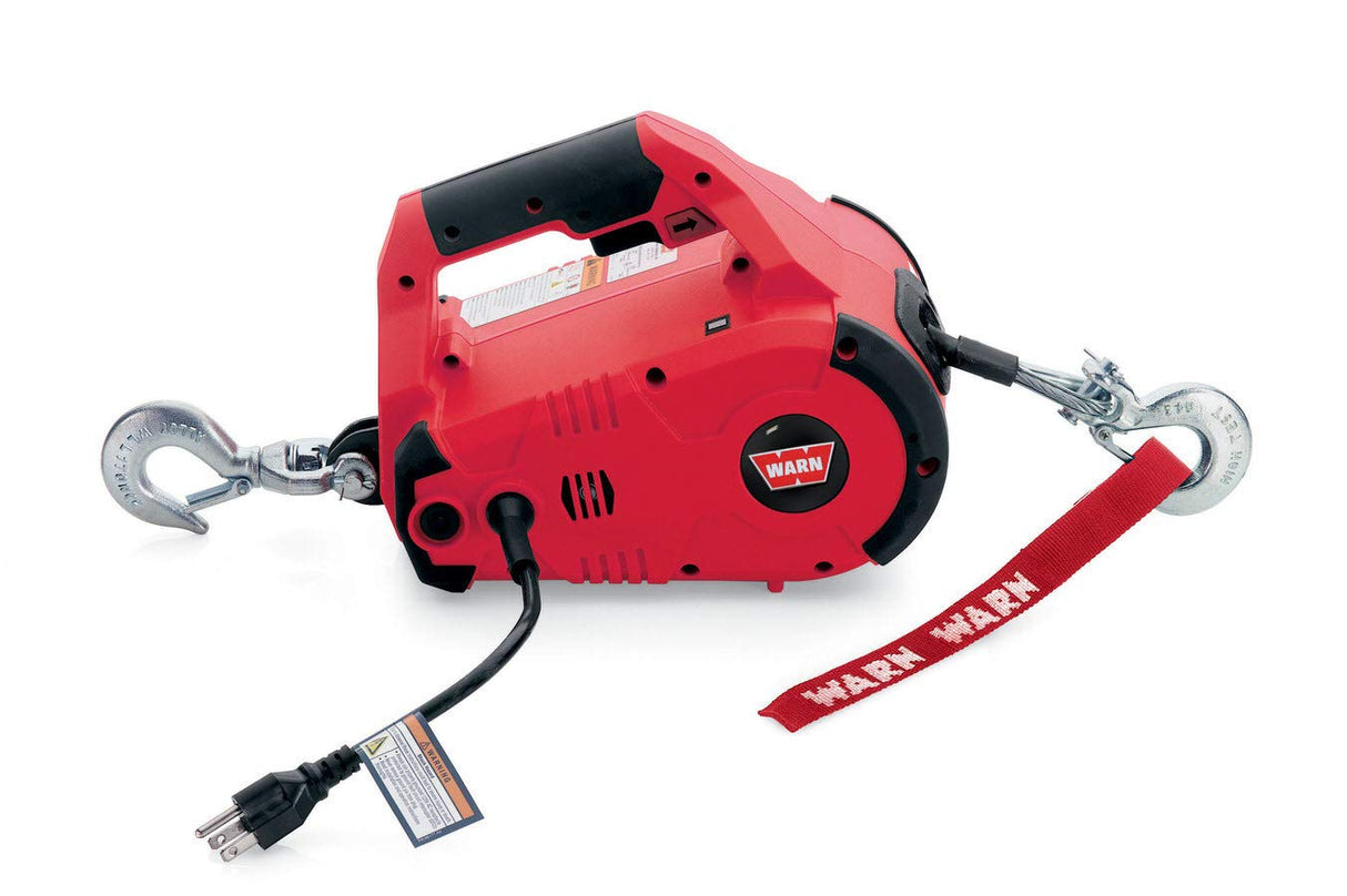 WARN 885000 PullzAll - Cabrestante eléctrico portátil con Cable de 120 V CA con Cable de Acero: Capacidad de tracción de 1/2 tonelada (1 Libra), Color Rojo