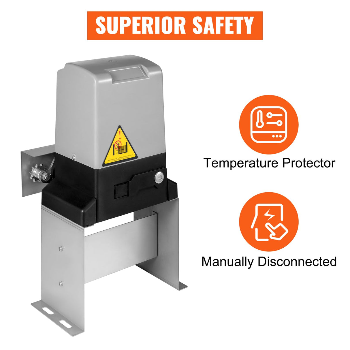 VEVOR Abridor Automático de Puerta Corredera 550 W 26 Nm con Accionamiento por Engranajes 1500 kg con Sensor de Infrarrojos Mando a Distancia Alcance de 70 m para Puerta de Casa