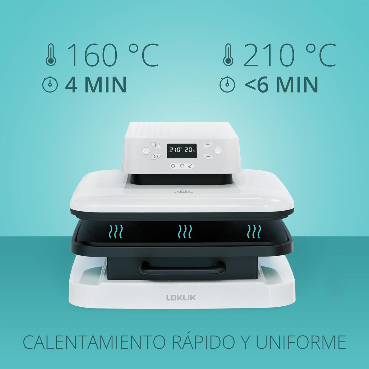 LOKLIK Prensa Térmica Automática Prensa Térmica Blanca - Adhesivo Térmico Impresión Textil - Prensas Térmicas de Vinilo Transfer Para Camisetas, Bolsos, Bolsas y Otros Textiles Maquina de Sublimacion