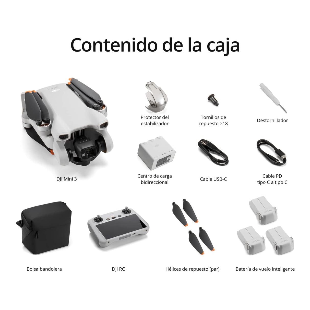 DJI Pack Mini 3 Vuela Más (RC) – Dron Mini con cámara ligero y plegable con vídeo 4K HDR, 38 min de tiempo de vuelo, Grabación vertical y funciones inteligentes, Color Gris, C0