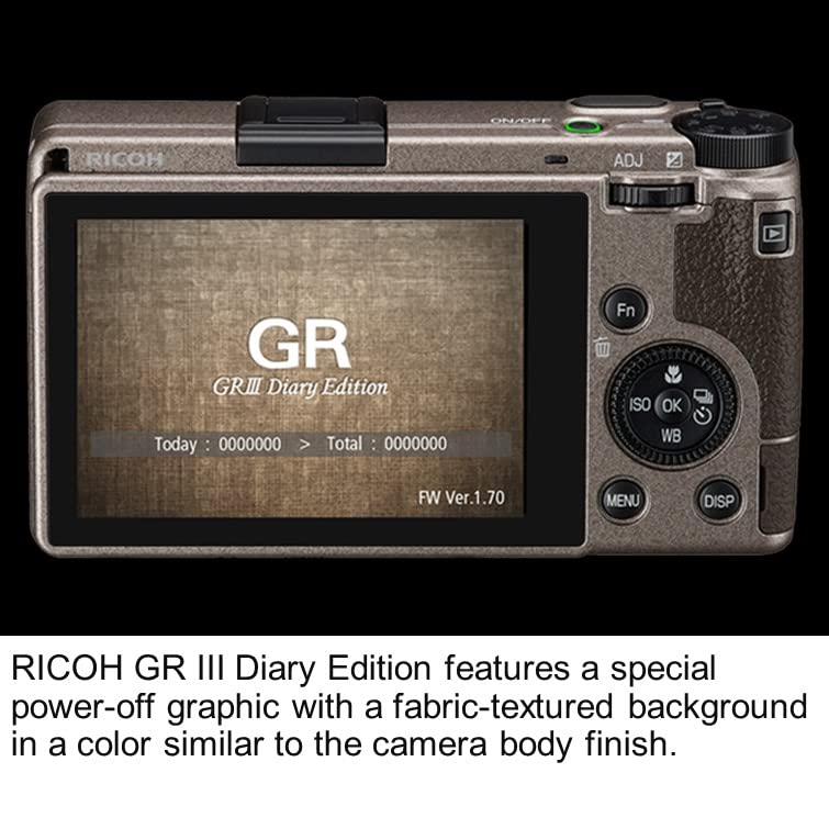 Ricoh GR III Diary Edition, Cuerpo Gris cálido Metalizado con Agarre marrón Oscuro y Anillo Plateado Natural, Sensor CMOS de tamaño APS-C de 24MP, Objetivo GR de 28mmF2.8