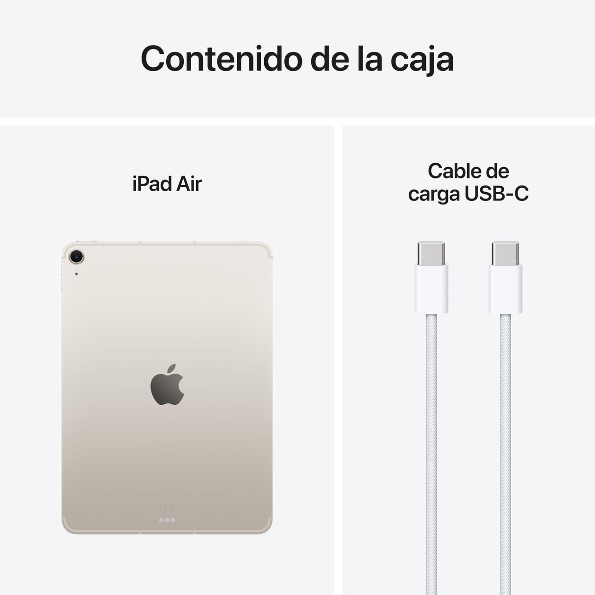 Apple iPad Air de 11 Pulgadas con Chip M3 diseñado para Apple Intelligence, Pantalla Liquid Retina, 256 GB, cámara Frontal/Trasera de 12 Mpx, Wi-Fi 6E, Redes 5G, Touch ID — Blanco Estrella