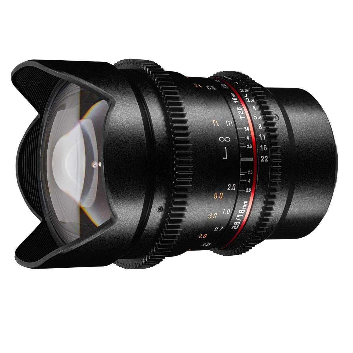Samyang SA1314 - Objetivo para vídeo VDSLR 16 mm T2.6 ED AS UMC II para MFT (Micro 4/3) (Enfoque Manual, UMC Anti-Reflectante) Negro - con Parasol extraíble