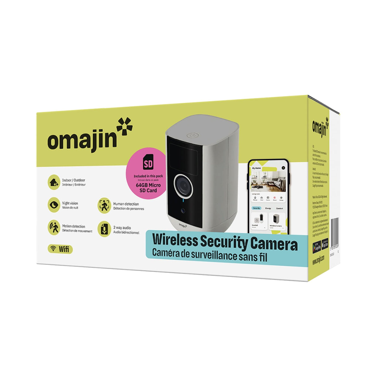 OMAJIN by Netatmo, Cámara Seguridad Interior Exterior 2K inalámbrica, Visión 140°, IP65 Waterproof, 64 SD/Cloud, Detección Humana/Movimiento, batería 9600mAh, Audio bidireccional, OWC-01