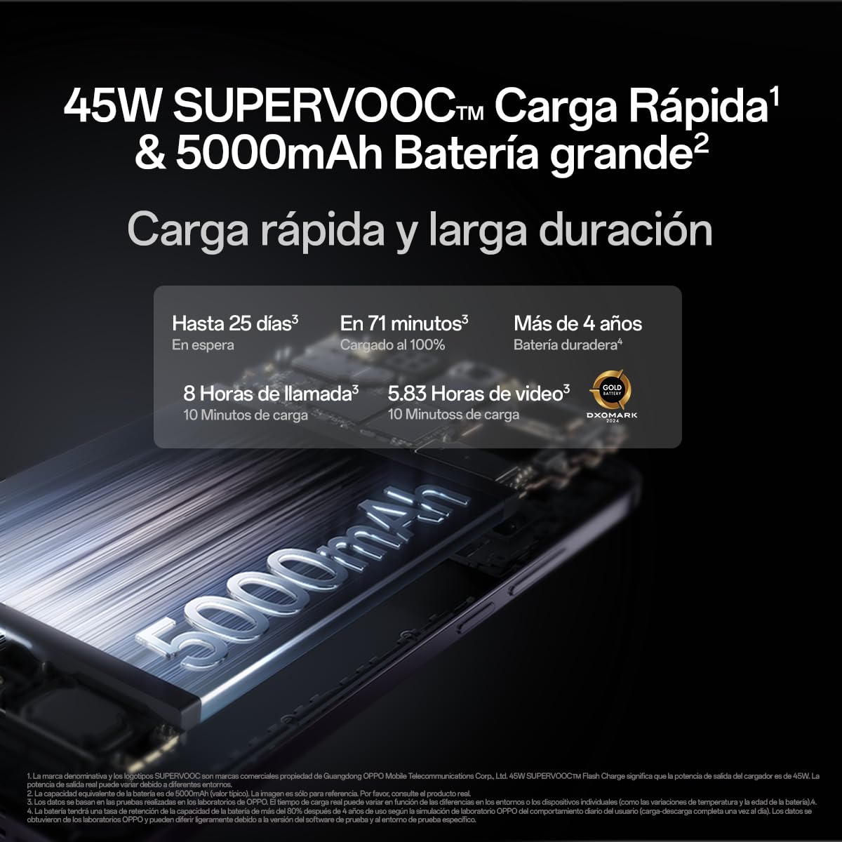 OPPO Reno12F 4G - Smartphone Libre con IA, 16GB (8GB+8GB) 256GB, Pantalla 2.5D AMOLED 6.7", Cámara 50+8+32 MP, Android, IP64, Batería 5000mAh, Carga Rápida 45W, Cargador Incluido - Matte Grey