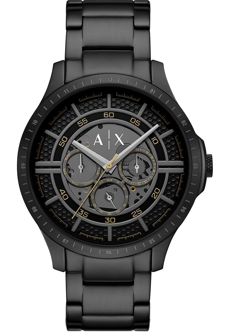 Armani Exchange Orologio da uomo, Movimento al quarzo multifunzione e cassa da 46 mm con cinturino in Acciaio inossidabile