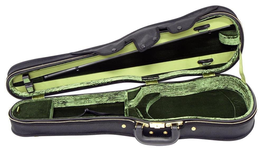 GEWA Estuche de violín Jaeger Prestige, Estuche de lujo para violín, 4/4, Made in Germany, exterior marrón, interior verde
