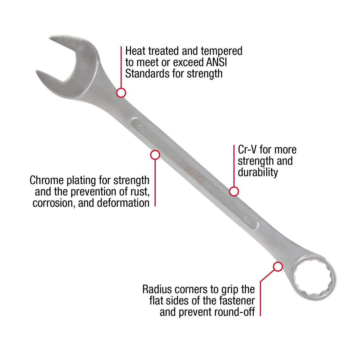 Sunex Tools 9707M - Juego de llaves combinadas métricas jumbo, 7 piezas (incluye estuche enrollable)