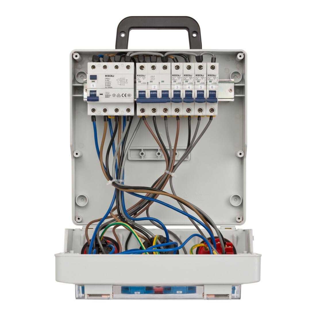 Brennenstuhl Distribuidor de pared IP44 (distribuidor de corriente para montaje en pared, 32 A, con interruptor de protección personal FI, 30 mA), distribuidor de pared 4/32, IP44, gris claro/negro