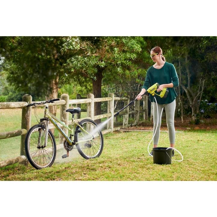 Ryobi - Pistola Alta Presión Inalámbrica 18V ONE+, 22bar, 182L, Boquilla 3en1, Limpiador Toda Superficie, Manguera 6m con Colador y Filtro, 1 Batería 2,5Ah y 1 Cargador 1,5A, RY18PW22A-125