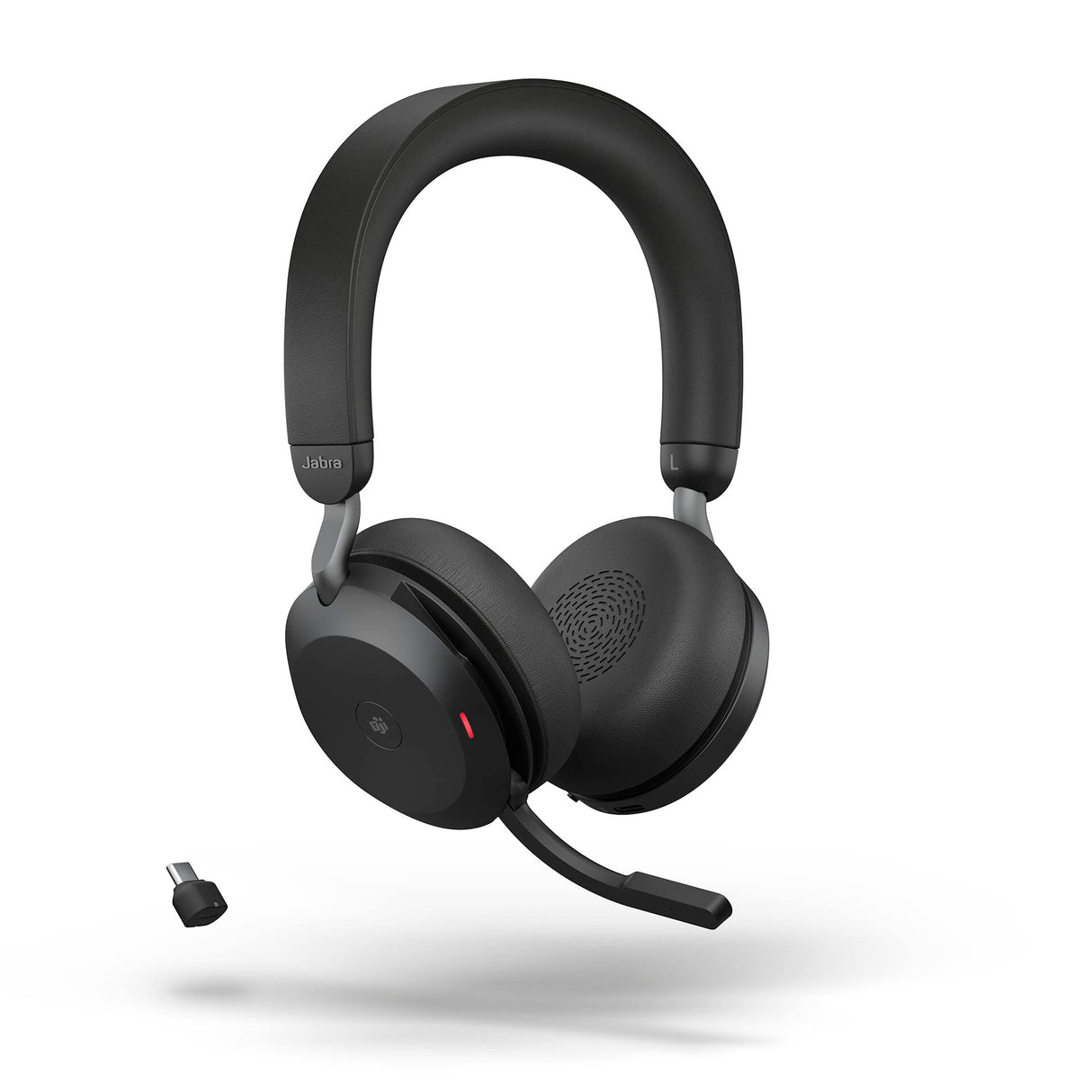 Jabra Evolve2 75 Auriculares Estéreo Inalámbricos para PC con tecnología de 8 micrófonos-Auriculares de Doble Espuma y Cancelación de Ruido Activa, Adaptador Bluetooth USB-C-Para MS Teams-Negro