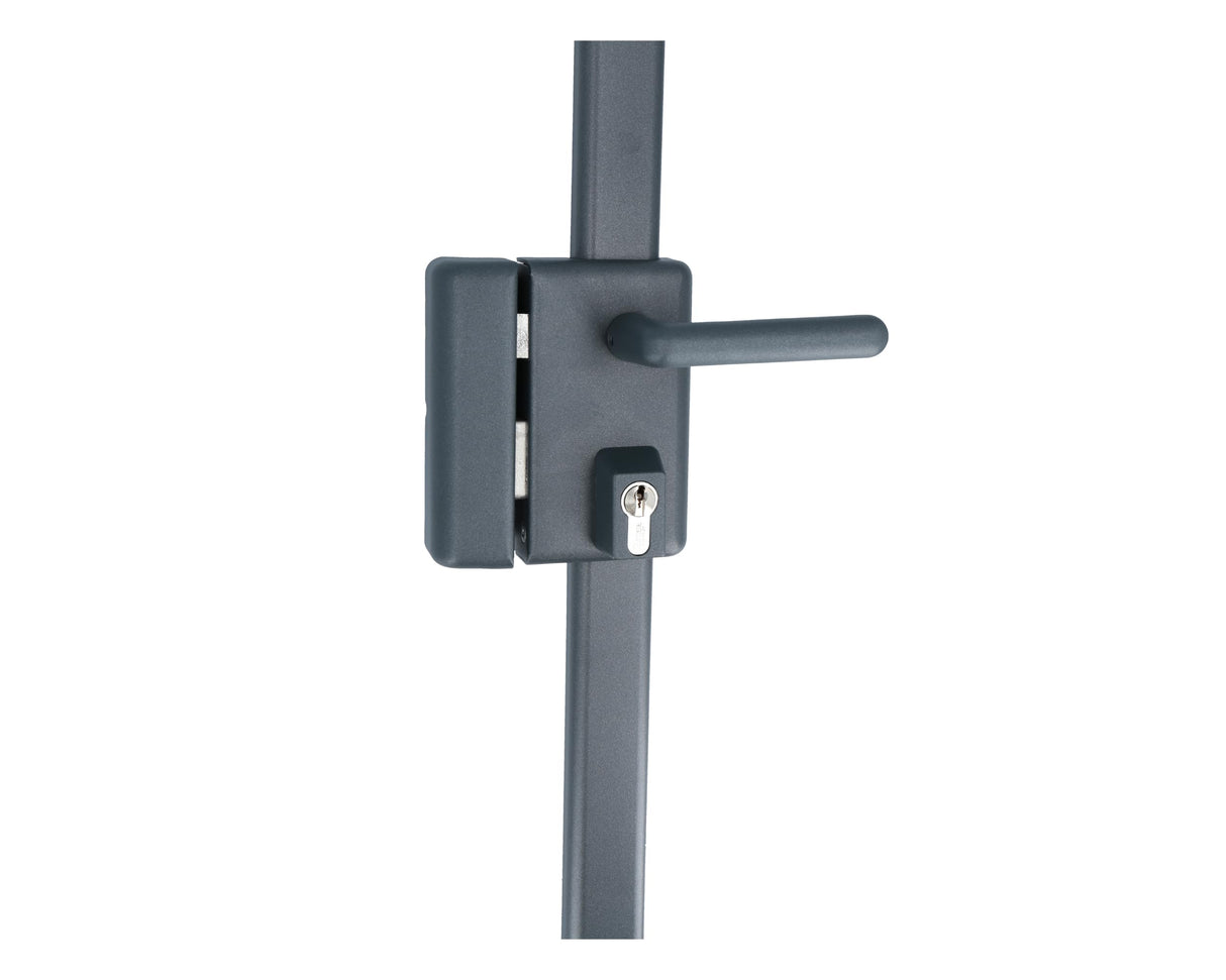 Vachette - Cerradura de aplique multipunto, vertical con asa, multiblinde serie 8800, tiro izquierdo, certificado A2P, alta seguridad, 3 puntos de cierre, 4 llaves VIP+ patentadas incluidas, gris
