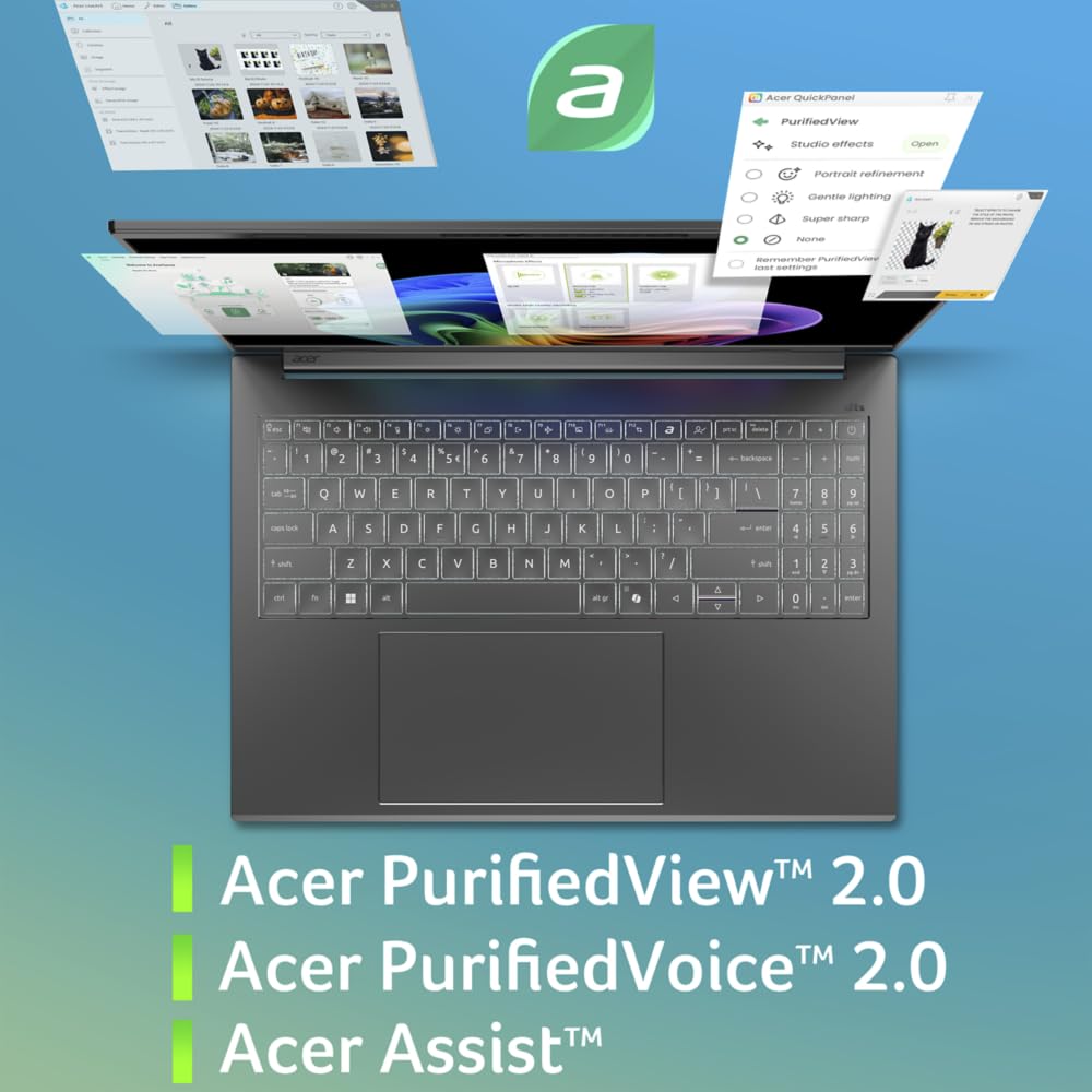 Acer Aspire 16 AI Copilot+ A16-52M, Ordenador Portátil 16" Full HD IPS (Intel Core Ultra 7 258V, 32 GB RAM, 512 GB SSD, Intel ARC 140V GPU, Windows 11 Home), Hierro, Teclado QWERTY Español